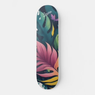 Custom monstera jungle watercolor skateboard
