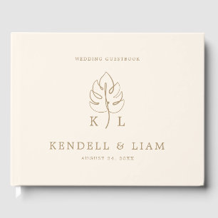 Custom Monstera Monogram Wedding Logo Guest Book