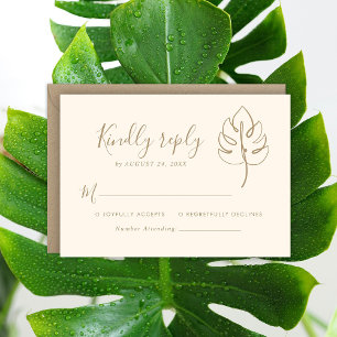 Custom Monstera Monogram Wedding Logo RSVP Card