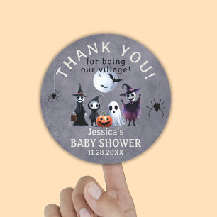Custom Monsters Halloween Baby Shower Thank You Classic Round Sticker