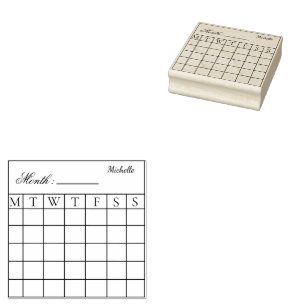 Custom  Monthly Calendar Planner Rubber Stamp