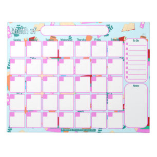 Custom Monthly Planner   Cosy Book Lovers Pattern Notepad