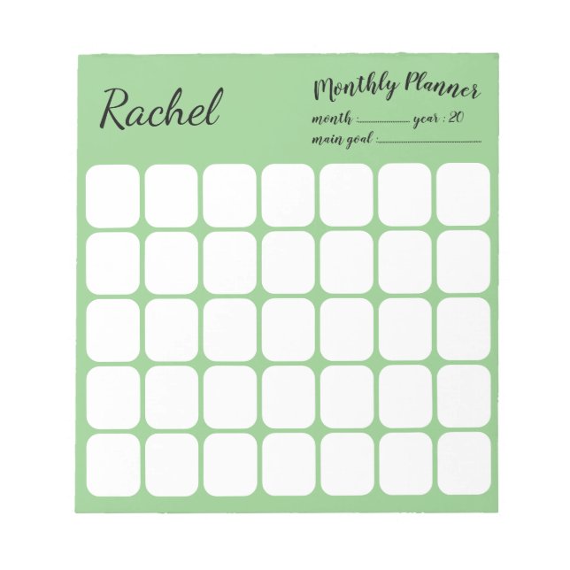 Custom Monthly Planner with name Notepad (Front)