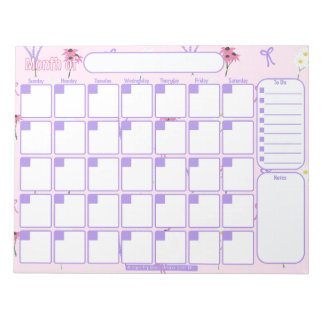 Custom MonthlyPlanner | Wildflowers & Bows Pattern Notepad