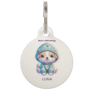 Custom Moon Child Energy Dog Pet Tag ID