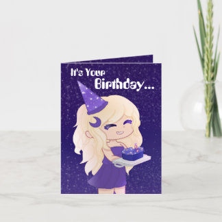 Custom Moon & Galaxy Themed Birthday Card