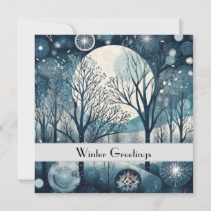 Custom Moonlit Nordic Forest Winter Night