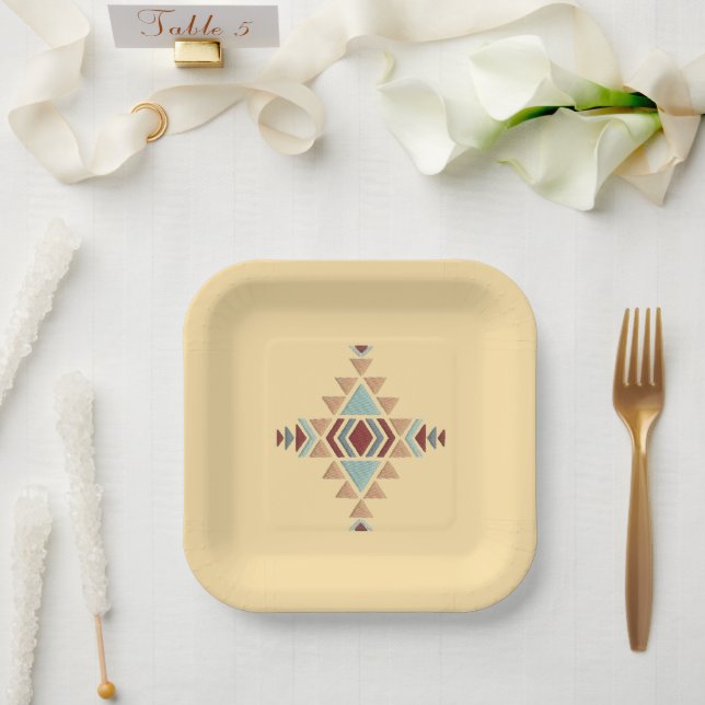 Custom Moroccan Geometric Embroidery  Paper Plate (Wedding)