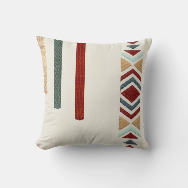 Custom Moroccan Geometric Embroidery Pattern Art Cushion (Front)