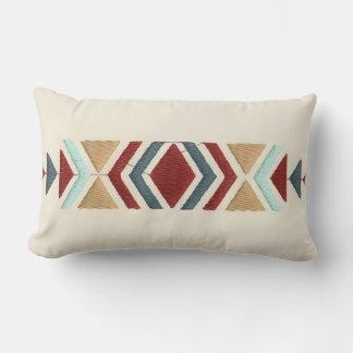 Custom Moroccan Geometric Embroidery Pattern Art Lumbar Cushion