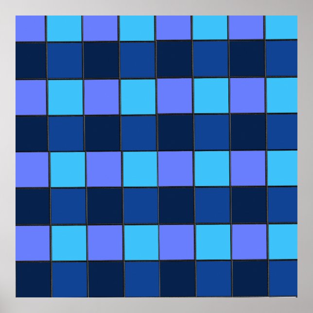 Custom  Mosaic Tile & Pixel Grid Pattern Poster (Front)