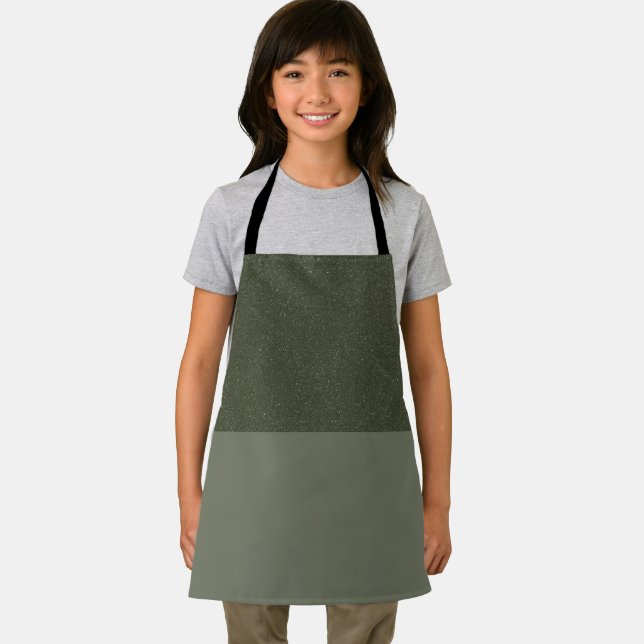 Custom Moss Green Apron – Textured Top Half Design (Insitu)