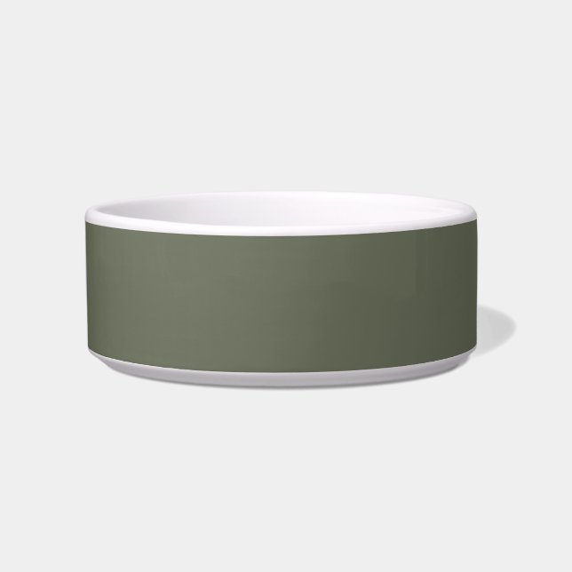 Custom Moss Green Ceramic Pet Bowl (Front)