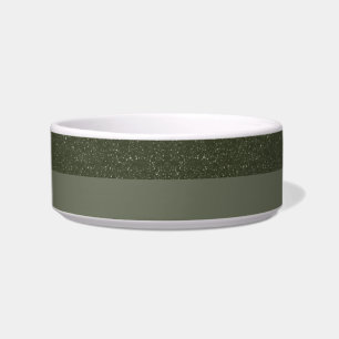 Custom Moss Green Ceramic Pet Bowl – Split Texture