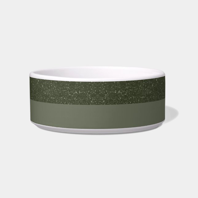 Custom Moss Green Ceramic Pet Bowl – Split Texture (Front)