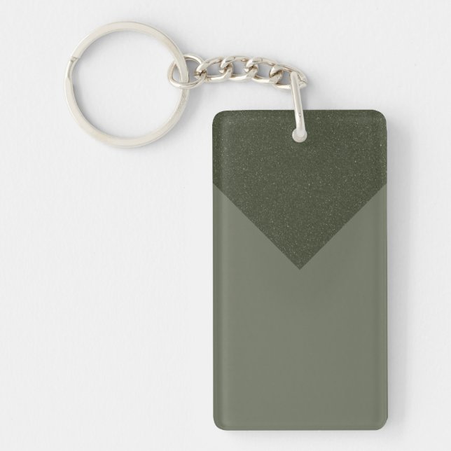 Custom Moss Green Chevron Keychain – Customisable (Front)