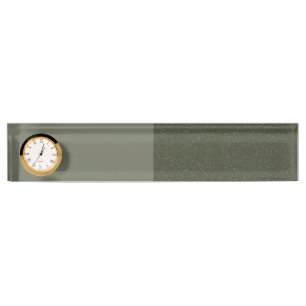 Custom Moss Green Desk Clock Nameplate