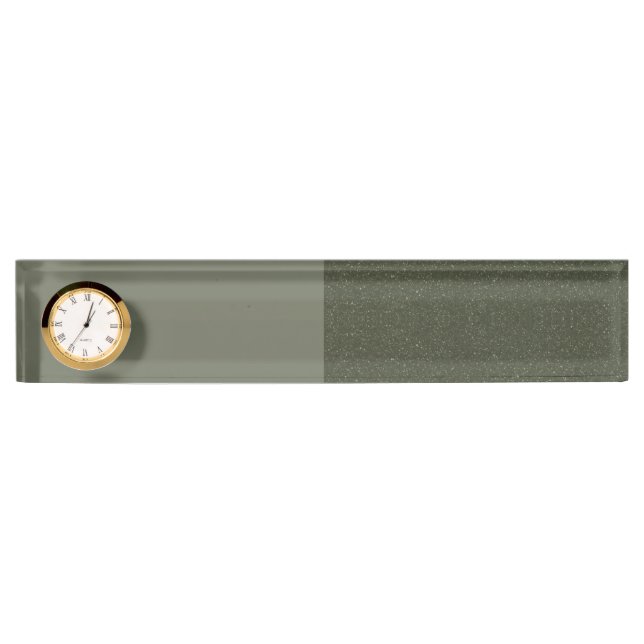 Custom Moss Green Desk Clock Nameplate (Front)