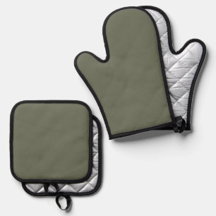 Custom Moss Green Oven Mitt & Pot Holders Holder Set