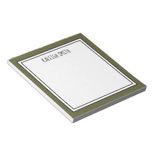 Custom Moss Green White Editable Colour Notepad