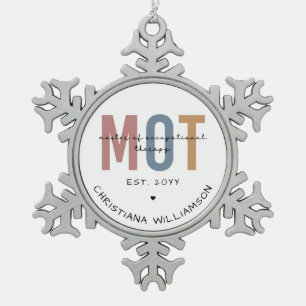 Custom MOT Master Of Occupational Therapy Snowflake Pewter Christmas Ornament