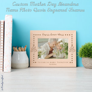 Custom Mother Day Grandma Name Photo Quote Etched Frames
