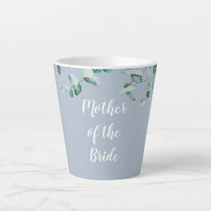 Custom Mother of Bride Groom Dusty Blue Eucalytpus Latte Mug