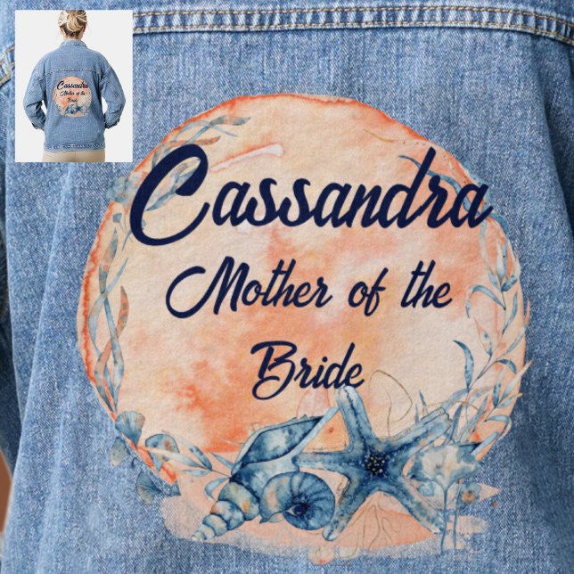 Custom Mother of Bride| | Groom Shell Starfish Denim Jacket (Creator Uploaded)