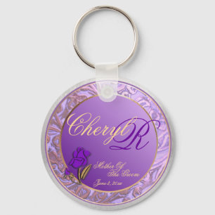 Custom Mother Of Groom Shades of Lavender Keepsake Key Ring
