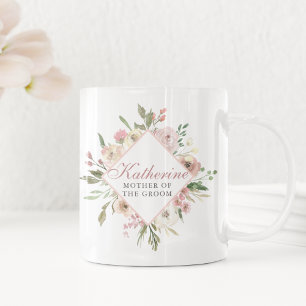Custom Mother of the Groom Elegant Pink Floral Coffee Mug