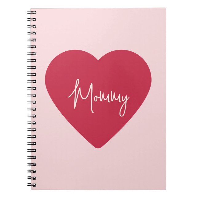 Custom Mother’s Day - Soft Pink & Red Heart |  Notebook (Front)