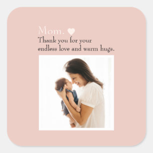 Custom Mother's Day Apron with Photo & Heart Square Sticker