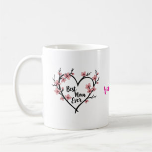 Custom Mother's Day Gift with Floral Heart Coffee Mug