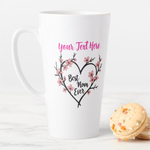 Custom Mother's Day Gift with Floral Heart Latte Mug