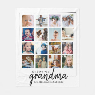 custom mothers day grandma 16 photo collage fleece blanket