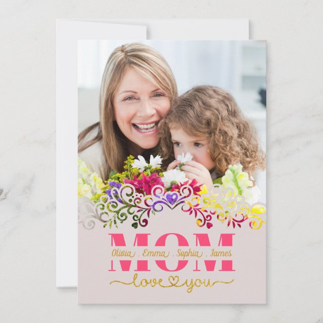 Custom Mother's Day I Photo & Personal Message Card (Front)