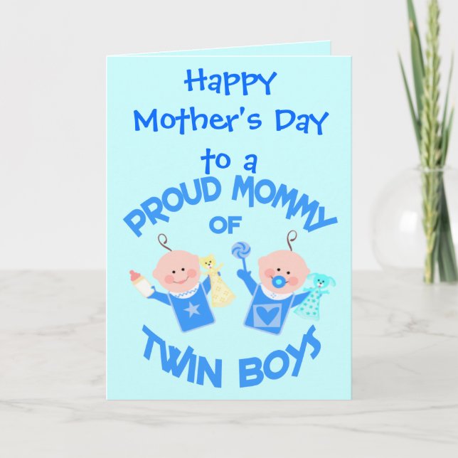 Custom Mother's Day Mum of Twin Boys Card (Front)