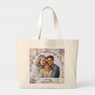 Custom Mother's day photo Always your babies Large Tote Bag