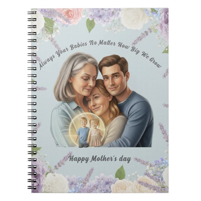 Custom Mother's day photo Always your babies  Notebook (Front)