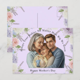 Custom Mother's day photo Always your babies Postcard