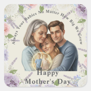 Custom Mother's day photo Always your babies Square Sticker