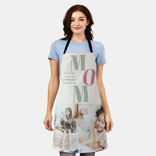 Custom Mother's Day Photo Collage Apron | MOM Gift (Worn)
