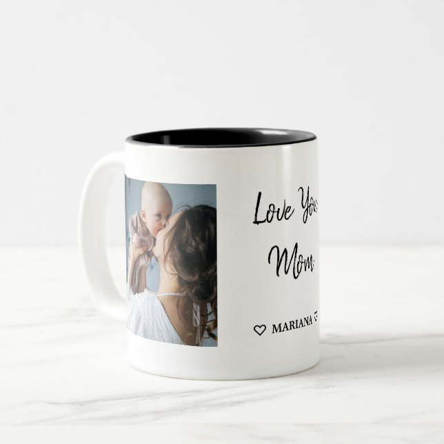 Custom Mother's Day Photo Collage Two-Tone Coffee Mug (Front Left)