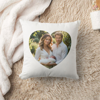 Custom mothers day photo heart mask Throw Pillow
