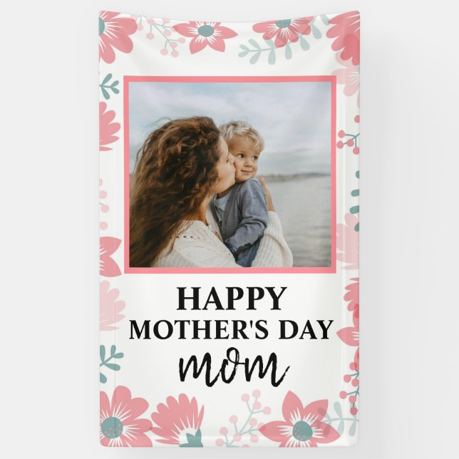 Custom Mothers day red floral women love Banner (Vertical)