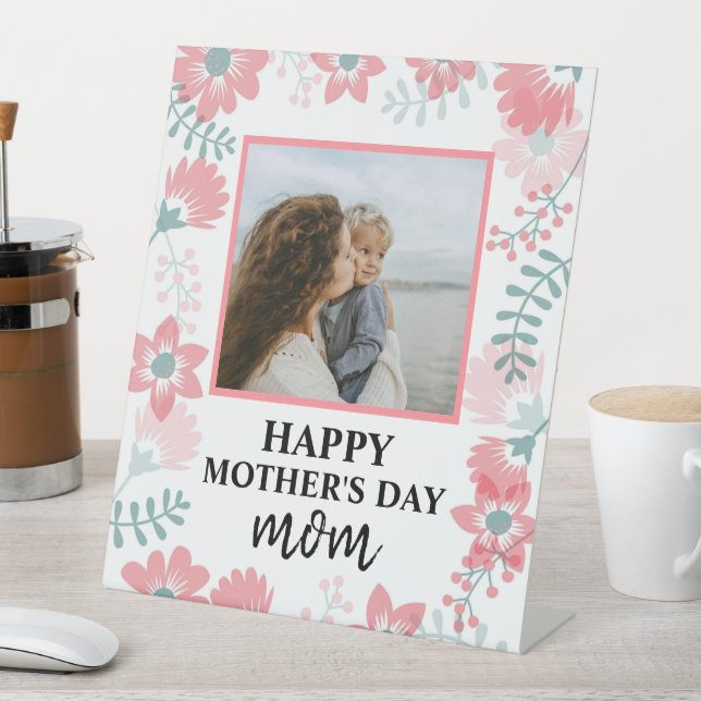 Custom Mothers day red floral women love Pedestal Sign (In SItu)