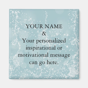Custom Motivational Message Green Glitter Magnet
