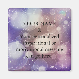 Custom Motivational Message Purple Glitter Magnet