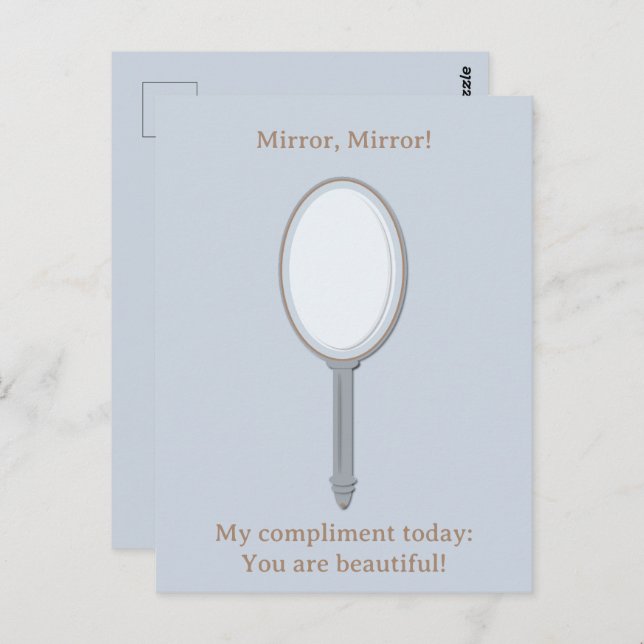 Custom Motivational Personalised Hand Mirror Blue Postcard (Front/Back)