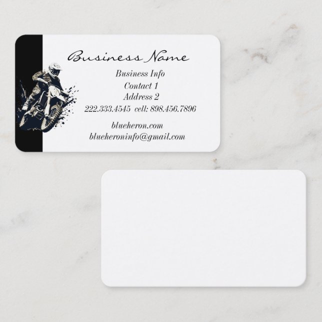 Custom Motocross Competitive Sport Motorcycle Race Business Card (Front/Back)